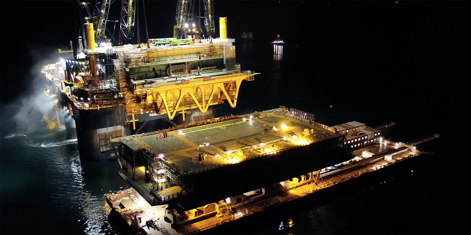 VIDEO Assembly Of The Johan Sverdrup Drilling Platform VIDEO Assembly Of The Johan Sverdrup Drilling Platform